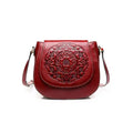 Women's Retro Vintage Genuine Leather Handbag Embossed Shoulder Bag for Winter Autumn Summer Fashion