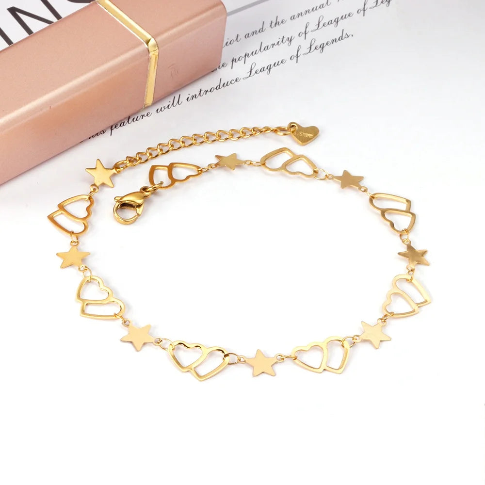 Anklet Chain Gold Plated Jewelry Various Shapes Stainless Steel Anklets for Women