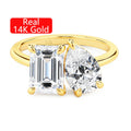 Fine Jewelry Designer Woman Personalized Engagement Wedding Ring Hollow 14K Gold Double Moissanite Ring