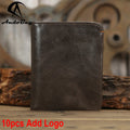 AndoBag Super Soft Men Short Wallet Vintage Genuine Cow Leather Handmade Bifold Thin Wallets Vertical Mini Purse Card Holder