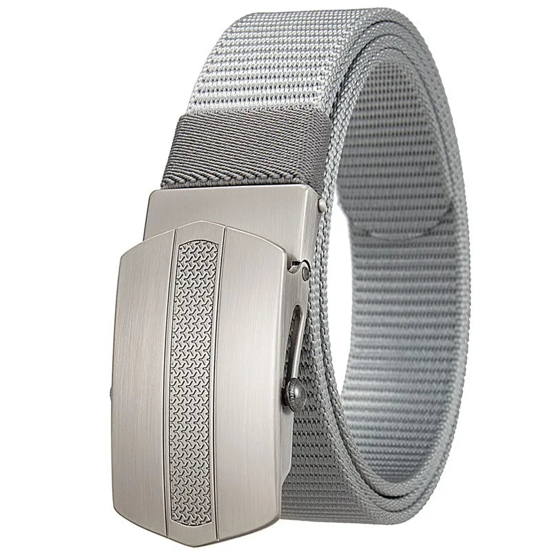 LQbelt Fashion Fabric Canvas Belt Scroll Buckle Belts Black No Holes Men's Belt Polyester Strap Outdoor Wholesale Factory