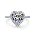 Full Zircon Rhinestone Heart Love Shape Princess Engaged Wedding Rings Women Sterling Silver 925 Ring