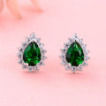 AAA Cubic Zirconia Pear Cut Waterdrop Diamond Earrings Ring 925 Sterling Silver Gold Plated for Wedding Engagement or Party