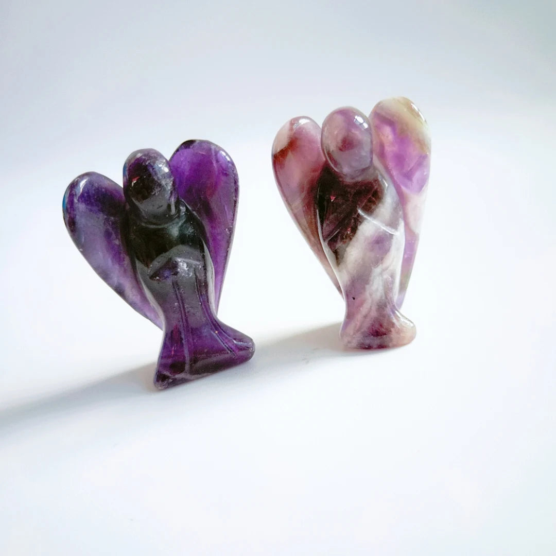 Huiying Indoor Home Hand Carved Stone 1.5 Inch Amethyst Animal Angel Statue Crafts