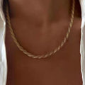Joolim Jewelry 18K Gold Plated Rough Hollow Rope Chain Necklace Stainless Steel  Fashion Jewelry Wholesale