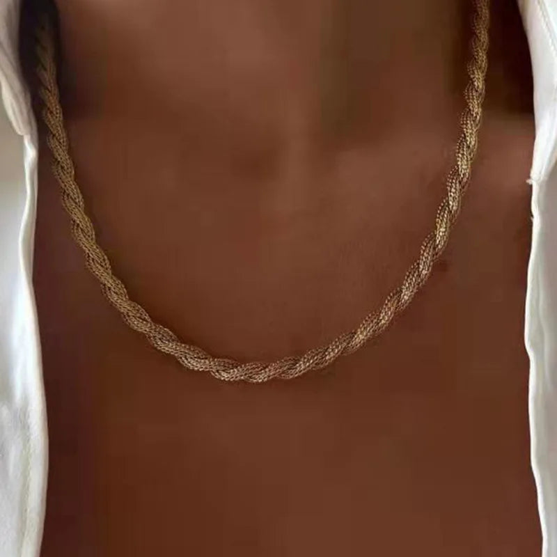Joolim Jewelry 18K Gold Plated Rough Hollow Rope Chain Necklace Stainless Steel  Fashion Jewelry Wholesale