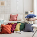 Innermor Solid Color Luxury Cotton Linen Ruffle Cushion Cover Throw Pillow Case for Hotel Office Valentine's Day Home Decor