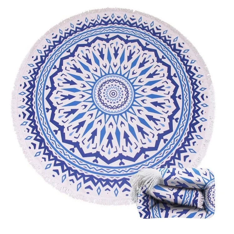 Custom Printed logo Hot Sale extra Large Size Circle Sand Free Microfiber Round Super Absorbent Big Beach Towel Wholesale