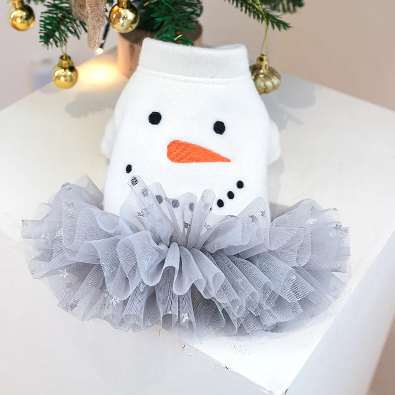 Christmas Snowman Gauze Skirt