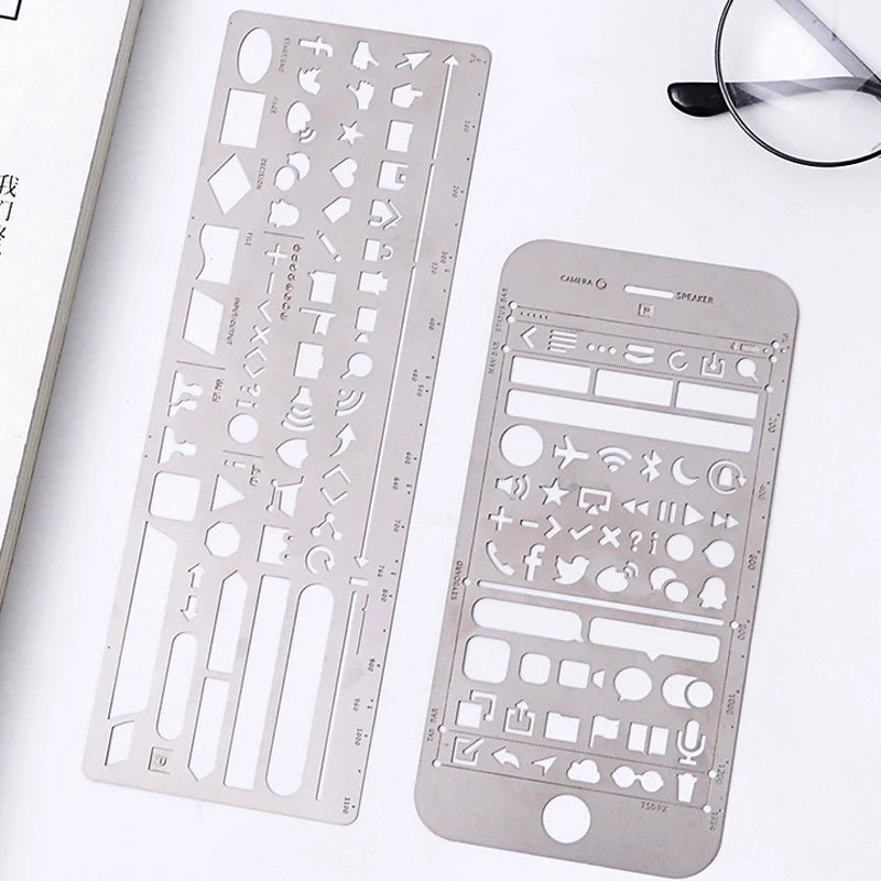 Hot Sale Painting Stencils Drawing Template Ruler Planner Scrapbook Photo Album Custom Metal Stencils Journal