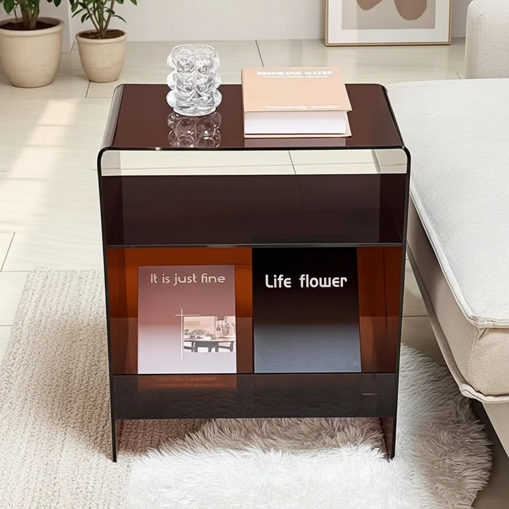 Modern Luxury Minimalist Neon Light Acrylic Coffee Table Convertible Multifunctional Metal Wedding Cake Living Room Furniture