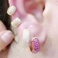 EC1635 18K Gold Plated CZ Micro Pave Wide Huggie Hoop Earrings Sparkling Thick Hoop Earrings for Women Hot Sale Jewelry