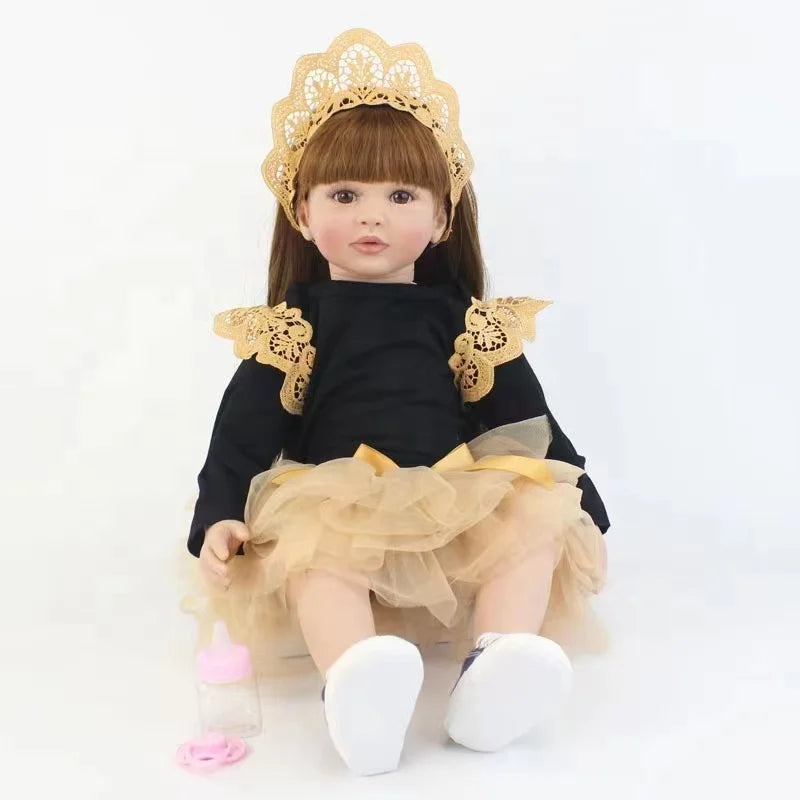R&B the Material Safety 24Inches Silicone Toddler Alive Full Princess Reborn Baby for Gift Baby Doll
