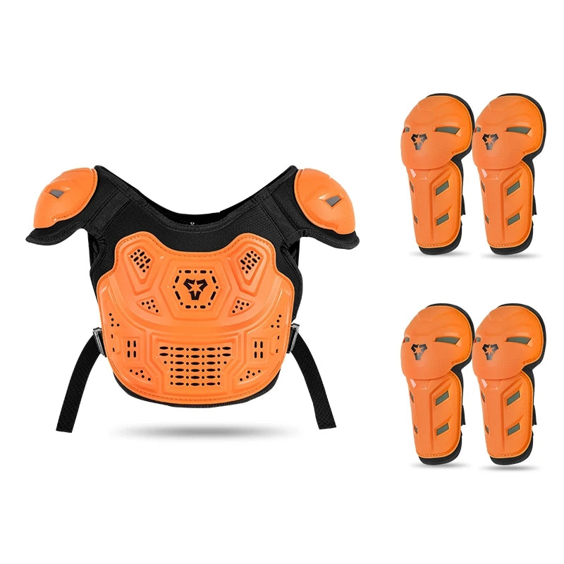 Children's Motorcycle Armor Vests Jacket Chest Back Protector Moto Kids Body Armor Motocross Protective Gear 5 Pieces Set