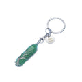 HZ Latest Green Aventurine Point Gemstone Pendant Zinc Alloy Crystal Stone Key Chain Stone Charm Pendants Keyrings