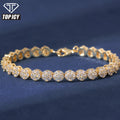 Bling Bling Jewelry Hot Sale 8mm Flower Shape 5A Cubic Zirconia Diamond Tennis Chain Brass With 18K Gold Plated Bracelet