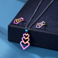 Cheap New Colorful Heart Necklace Earring Set Stainless Steel Heart-shaped Collarbone Chain Set Chain Jewelry Wholesale