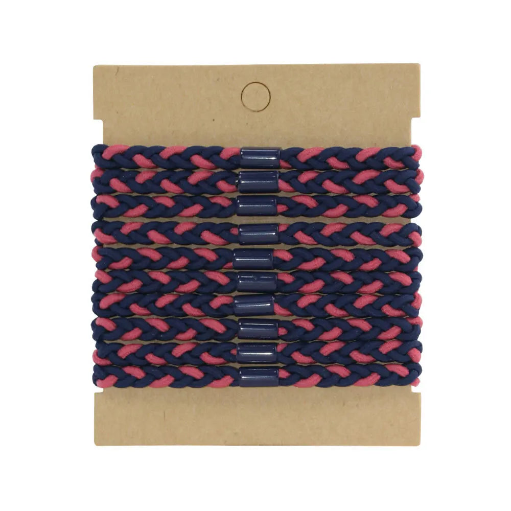 10pcs/set Custom logo Paper Card Bohemian Strong Men Braided Hair Ties Bracelet Elastic Hair Band for Men Hair Accessories