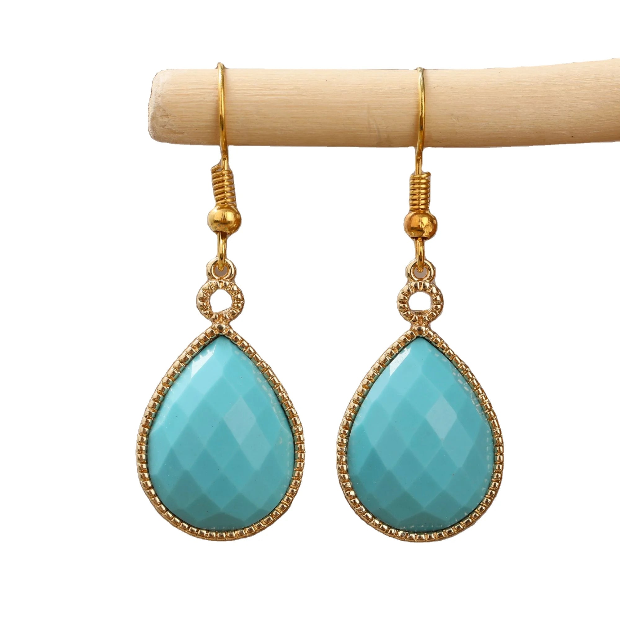 Boho Style Teardrop Gemstone Healing Crystal Malaysian Jade Drop Earrings Fashion Jewelry for Women's Birthday Gifts