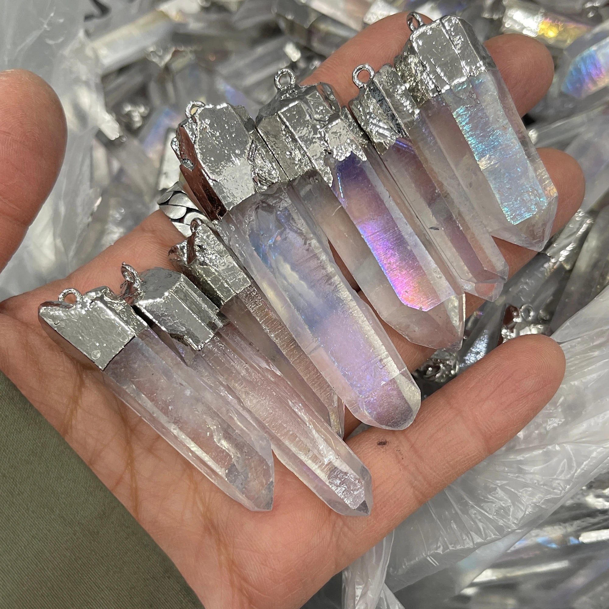 Charm Pendant Silver Color Clear Quartz Women Jewelry Men Gift Necklace Custom Angel Crystal