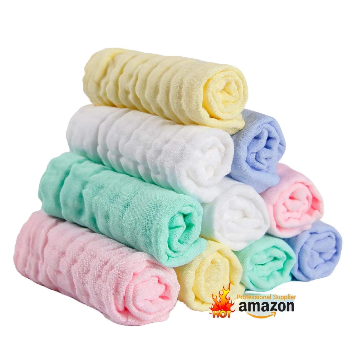 Newborn Cartoon Pattern Square Cotton Quick-Dry Towel Gauze Face Saliva Towel for Babies Kids Wholesale Plain Handkerchief