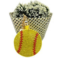 Promotion Fashion Baseball Softball Bling Sparkly Key Chains Bag Charms Baseball Football Basketball Rugby Rhinestone Keychain