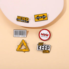 15 Styles Just Keep Going Creative Colorful Letter Alphabet Inspired Short Sentences Soft Enamel Badges Lapel Metal Enamel Pins