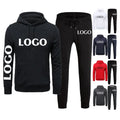 Tracksuit Men Hot Sale Hoodies Suits Solid Sets Men Sweatshirts Sweatpants Spring Winter Fleece Hooded Pullover 2 Pieces Set