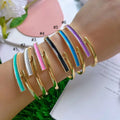 BC2074 18K Gold Plated Multicolored Enamel Multicolor CZ Crystal Diamond Spike Nail Bracelet Bangles for Women