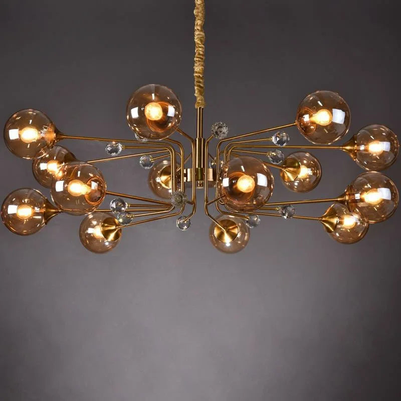 Modern Industrial Glass Magic Beans Dimmable Led Pendant Light for Living Room Retro Decoration Restaurant Chandelier