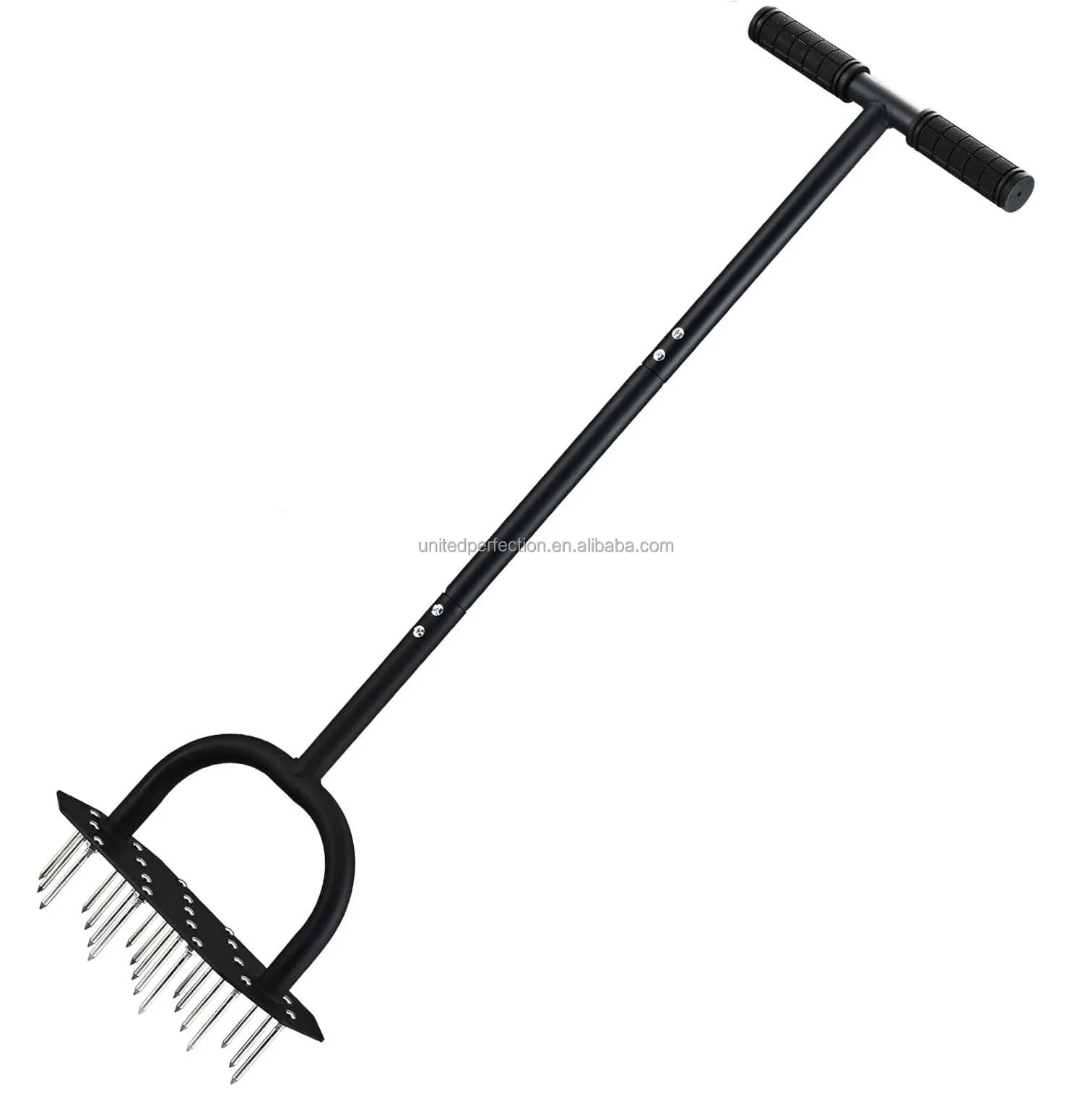 Manual Stainless Steel 19 Spikes Lawn Aerator Pre-Assembled Soil Dethatching Home Garden Tool Grass Flower Pots Planters Carton