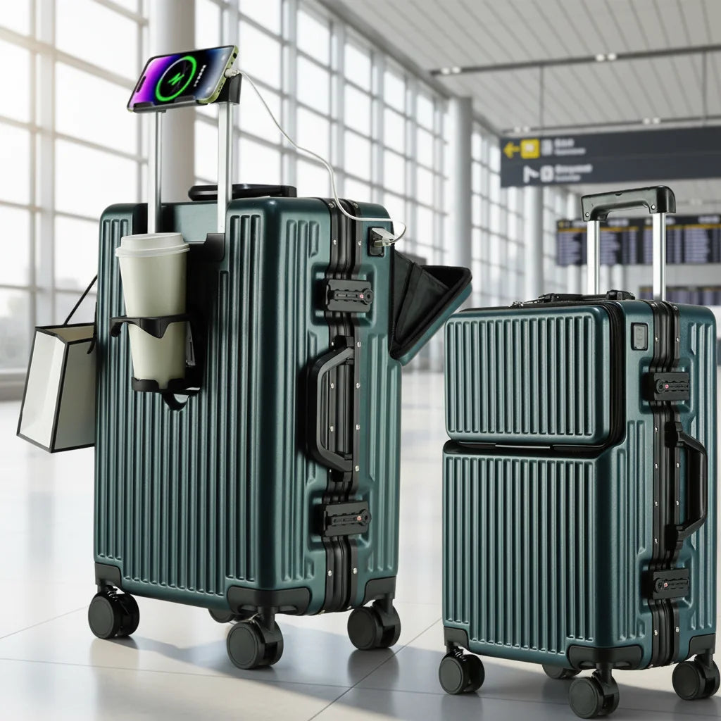 Hot-Selling Large Capacity Aluminum Frame Business Carry-On Suitcase Women's Travel Trolley Men's Suitcase Luggage