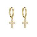 925  Silver Cross Zircon Hoop Dangle Hoop Earring for Women Fashion Jewelry