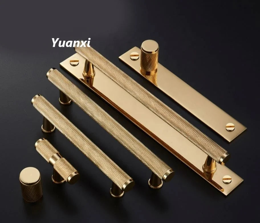 Hot Sale Black Gold Rose Silver Solid Knurled Brass Cabinet Handle Furniture Knob