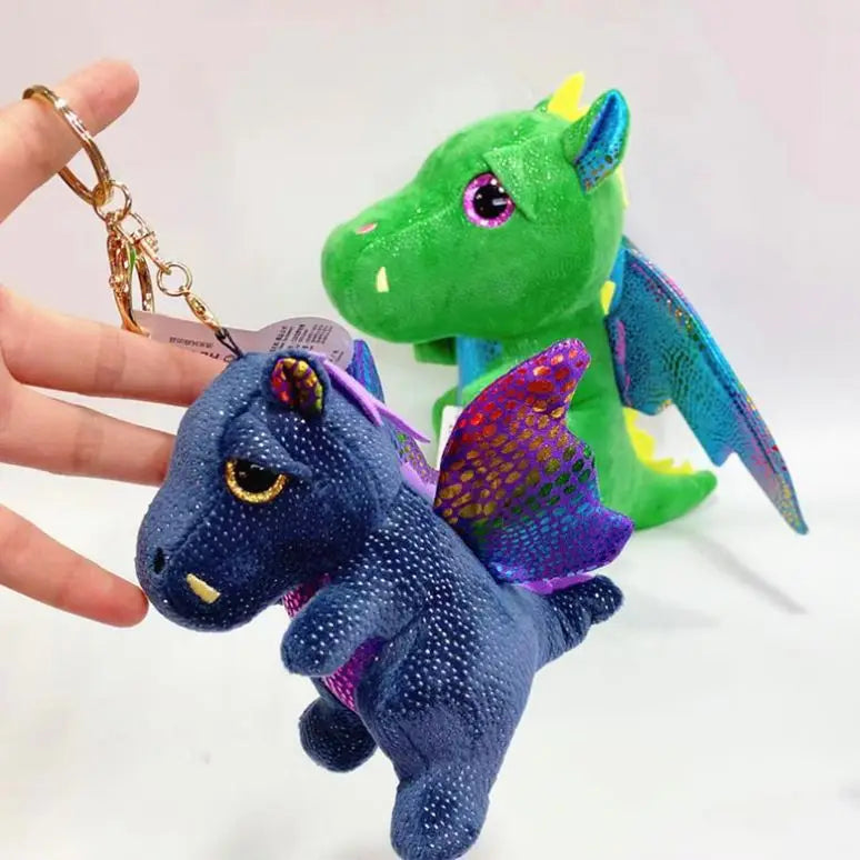 12CM Plush Dinosaur Stuffed Animal Key Chain Tyrannosaurus Rex Kids Plushie Dinosaur Key Chains Pendant Bag Charm Car Key Rings