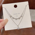 New Trendy Stainless Steel Multilayer Zircon Star Dangle Necklace for Girls