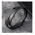 European Genuine Leather Wrap Bracelet for Women Titanium Steel Buckle Leather Braided Bracelet for Couple OT-090