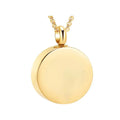 18K Gold Plated Pet Stainless Steel Round Urn Pendant Cremation Necklace with Zircon for Ashes Memorial Jewelry