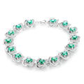 Factory Directly Zambian Emerald Tennis Pillow Shape Bracelet With White CZ Synthetic Gemstones Bracelet for Women Gift