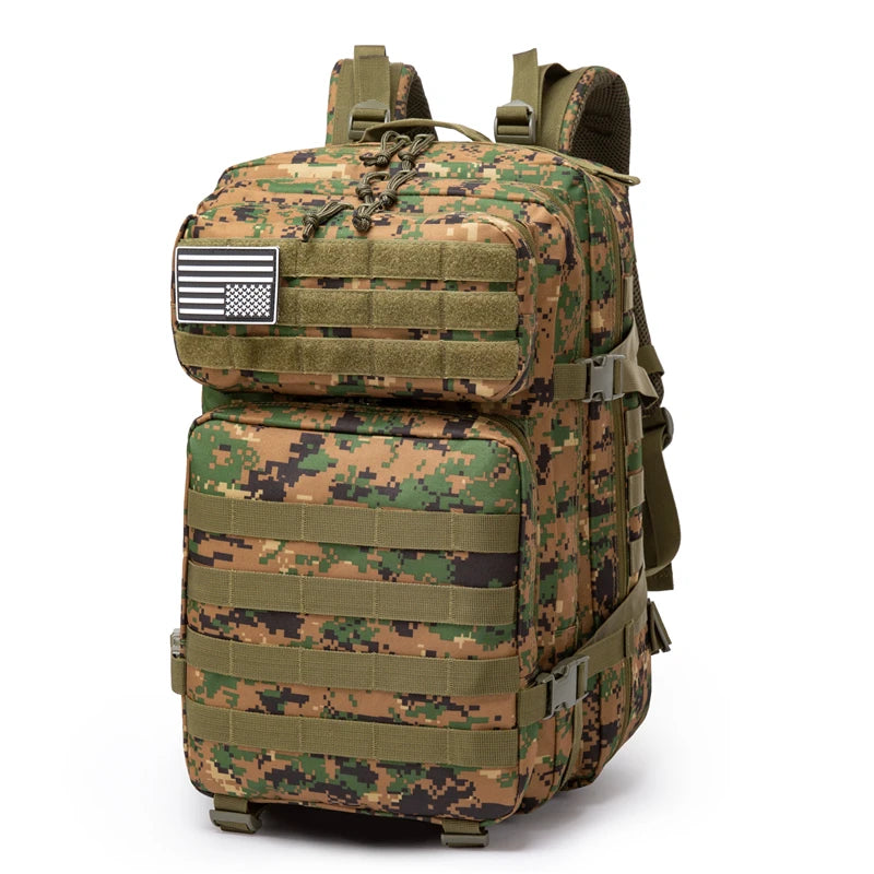 GAF Stylish Striped 600D Oxford 45L Unisex Gym Backpack Waterproof Internal Frame Bag Arcuate Shoulder Strap Camping Tactical