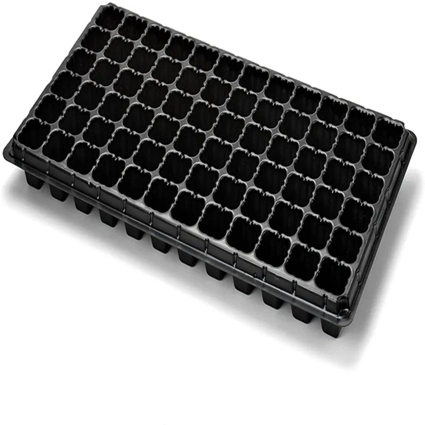 72-Cell Recycled PET Plastic Black Durable Nursery Tray for Microgreen Germination in Greenhouse Garden or Outdoor Use