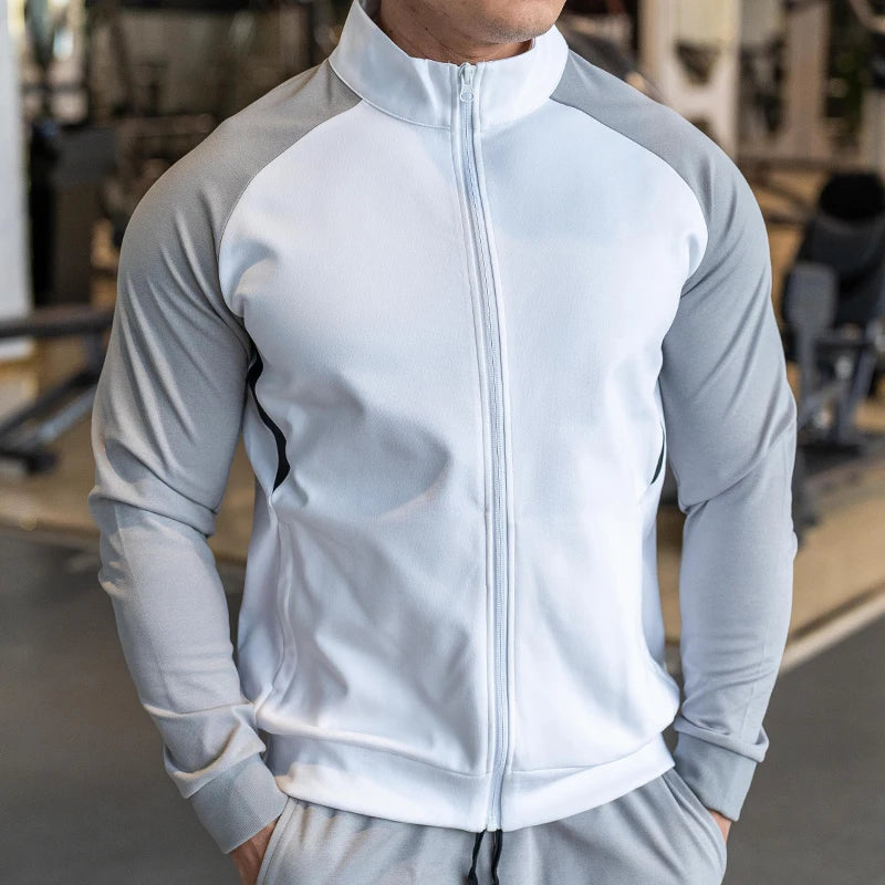 Running Jacket Men Training Coat Stand Collar Gym Outdoor Hiking Breathable Sportswear Jogging Soccer Coat Jackets