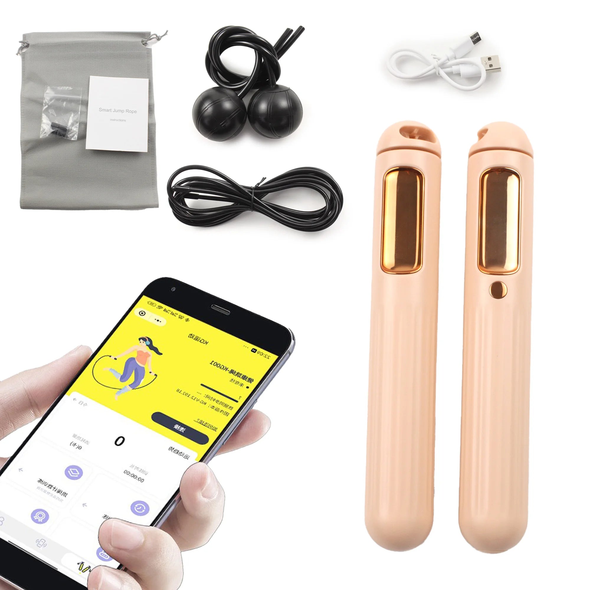 Cordless Weighted Jump Rope Gym Fitness Burn Calorie APP Smart Skiping Rope