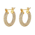 Nagosa Luxury 925 Sterling Silver Jewelry Wholesale 18k Gold Vermeil Pave Cubic Zirconia Chunky Big Huggie Hoop Earrings