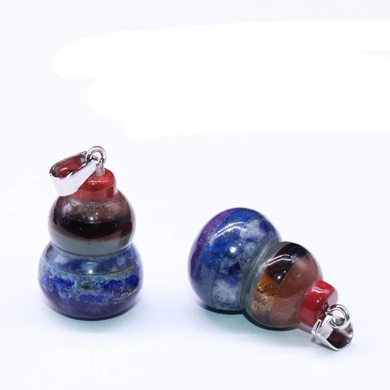 DIY Hongzhuo Healing 7 Chakra Stone Gourd Pendant Necklace for Stress Anxiety Relief Jewelry Chakra Pendant Gift