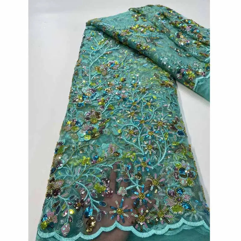 Mirror Tejido Flash Beading Dress Fabrics Wholesale Supplier Embroidery Dress Fabrics Glittery Fabric