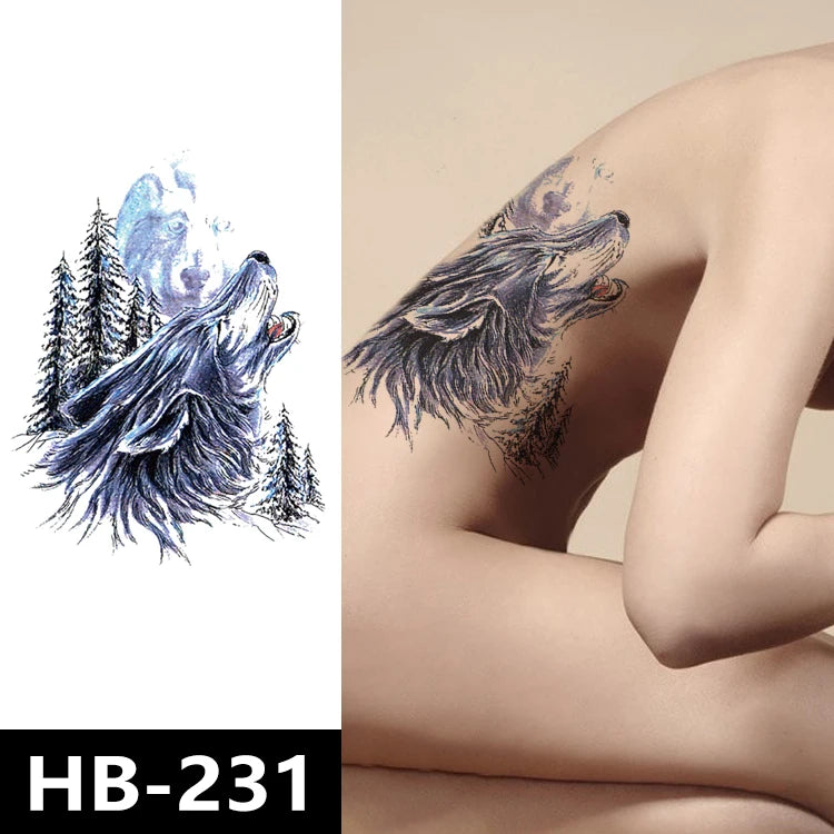 Factory Price Wolf Fox Lion Cat Animal Colourful Customised Temporary Waterproof Tattoo Stickers