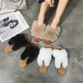 Winter Ladies for Ladies Furry slippers Cross Faux Fur Upper slippers for Women Indoors Outdoor Slides