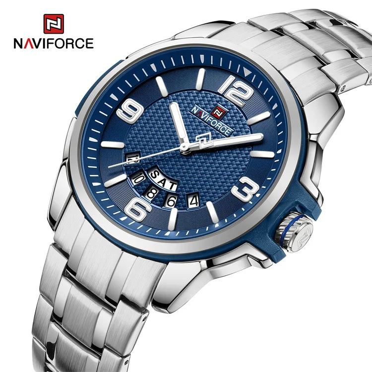 NAVIFORCE 9215S SBEBE Factory Luxury Watch for Men Wholesale Stainless Steel Custom Quartz Watches 30m Waterproof Luminous Hands