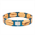 Factory Wholesale Jewelry Gifts Custom Wood Inlay Stainless Steel Green Sandalwood Bracelet for Men and Women